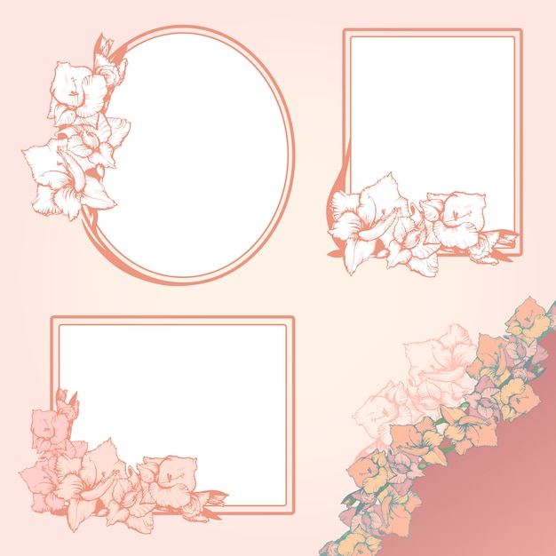 Vector set decoratieve bloemenframes