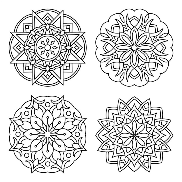 Set decoratieve mandala-patronen met oosterse stijl