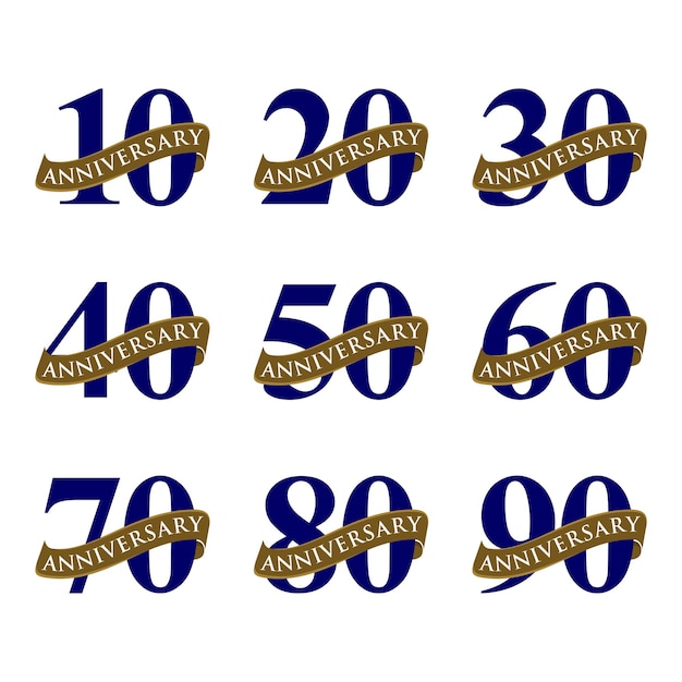 Set decorazione emblema anni anniversario modello vettoriale illustrazione disegno vettoriale eps 10