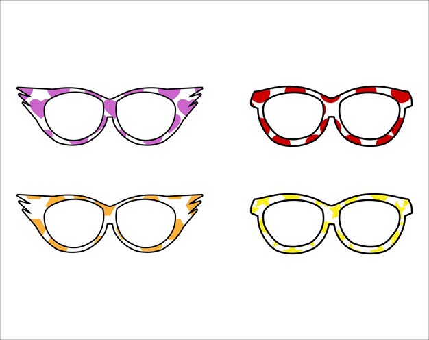 Set of decoration eyeglasses stylish pattern vector