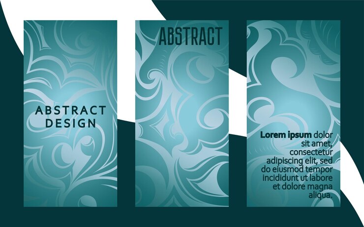 Vector set of decorative abstract backgrounds with floral tribal elements in damask gothic baroque style