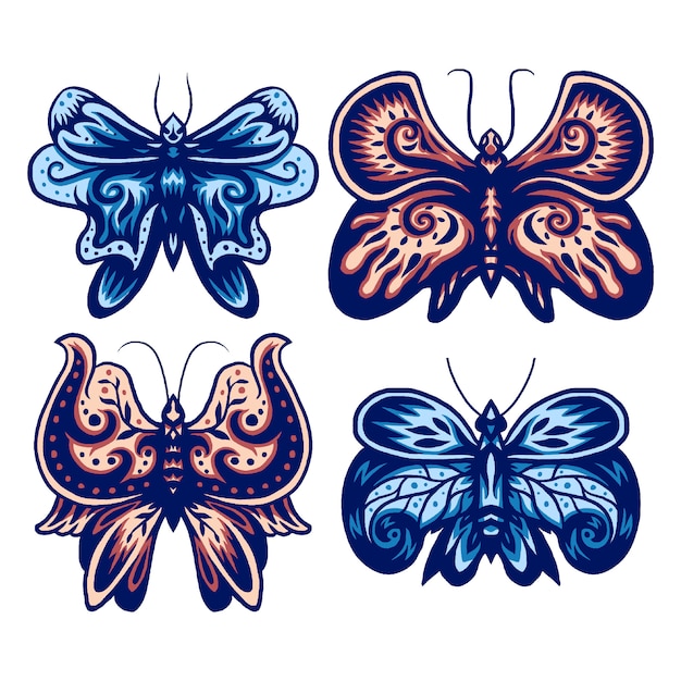 Set of decorative butterfly
