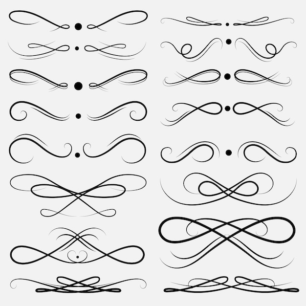 Vector set of decorative calligraphic elements for decoration