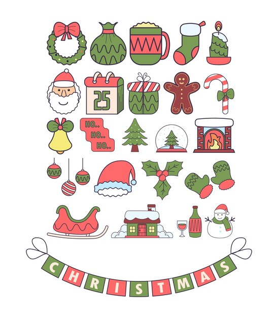 Vector set of decorative christmas element collection