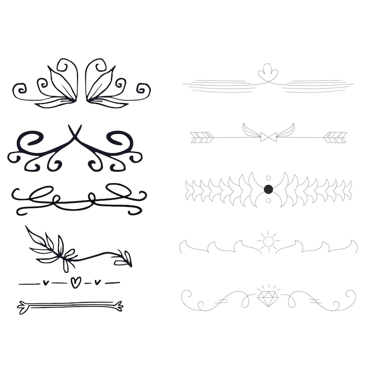 Vector set of decorative divider elements border florish collection vector