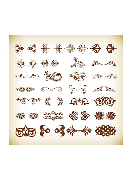 A set of decorative elements for a book page