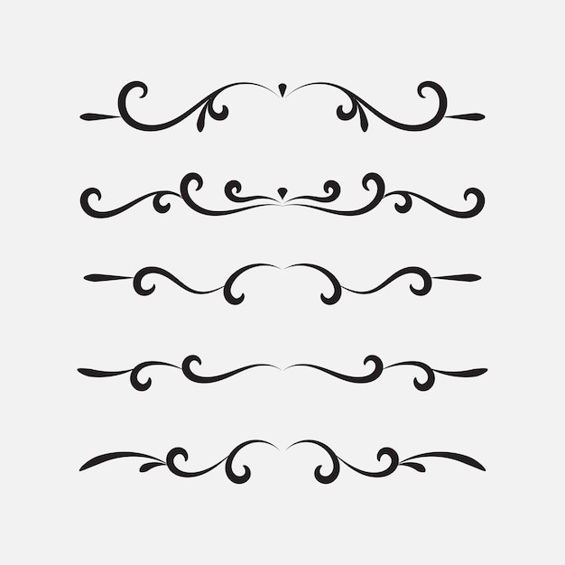 Set of decorative elements for design Vector illustration Black and white