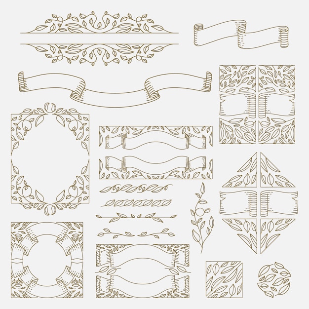 Vector set of decorative floral ornament graphic elements