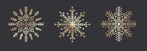 Set of decorative gold snowflakes ornament