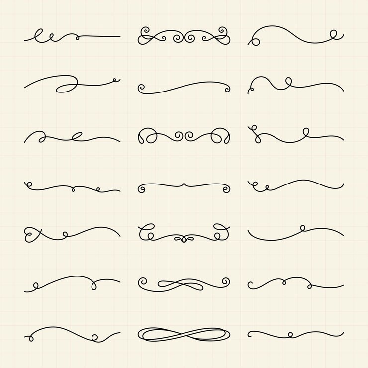 Vector set of decorative line dividers swirls and flourishes elegant line dividers for design swirls and flourishes for creative projects decorative line art hand drawn ornament vector set