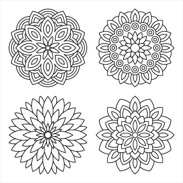 Vector set of decorative mandala patterns with oriental style