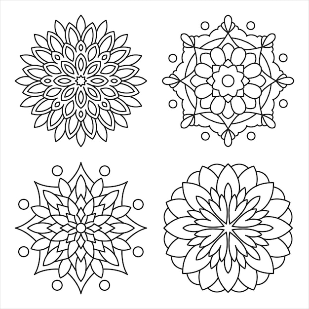 Set di motivi decorativi mandala con stile orientale