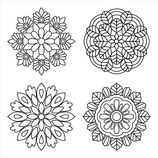 Set di motivi decorativi mandala con stile orientale