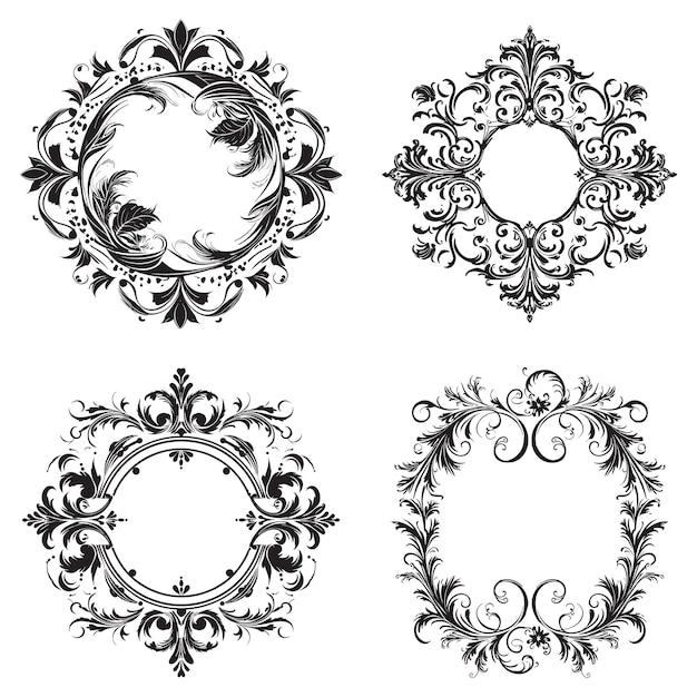 Vector set of decorative ornamental flower frames