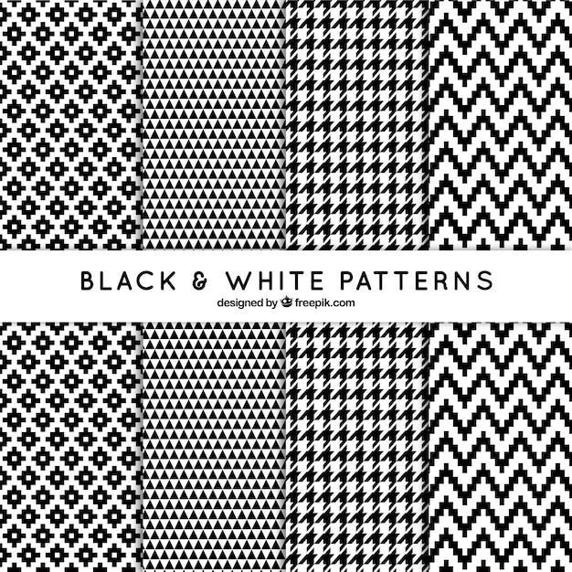 Set decorative patterns in black and white 