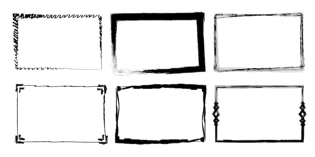 Set of decorative rectangular frames in grunge style Calligraphic frames