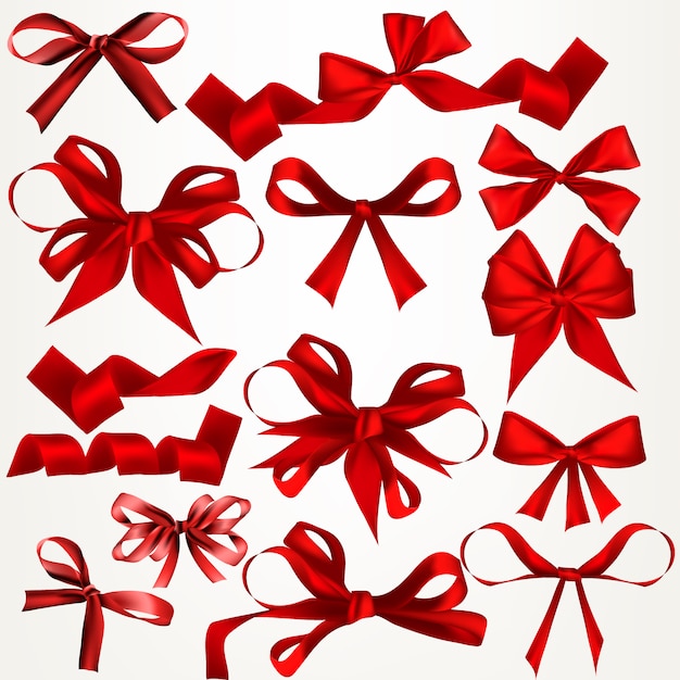 Set of decorative red ribbons