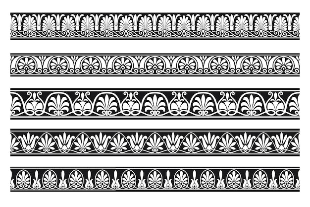Vector set of decorative seamless ornamental border vector modular