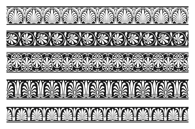 Set of decorative seamless ornamental border vector modular