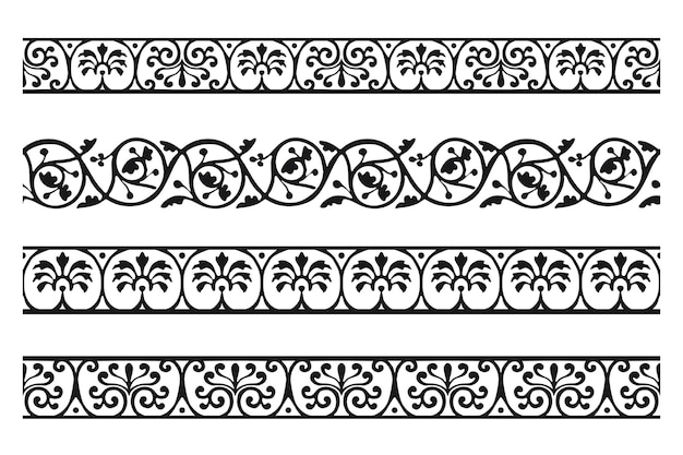 Vector set of decorative seamless ornamental border vector modular