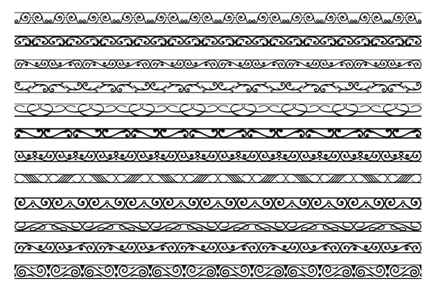 Set of decorative seamless ornamental border vector modular