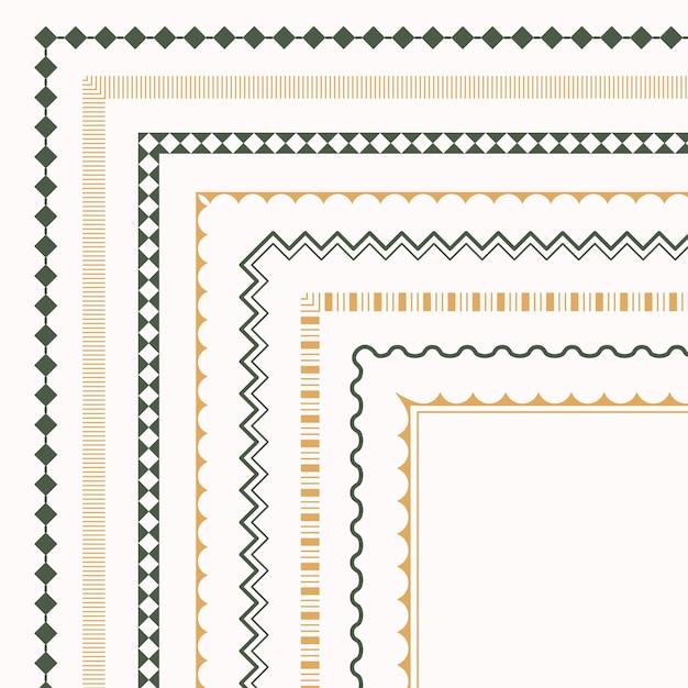 Set of the decorative seamless ornamental border with corner