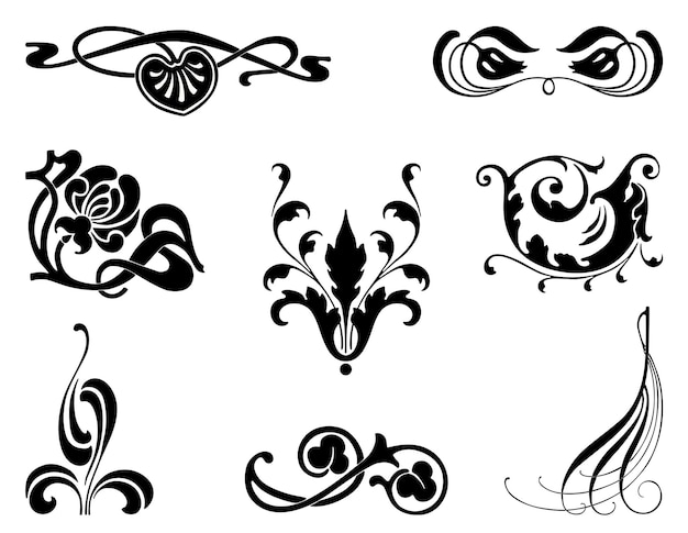 Set of decorative vintage design elements