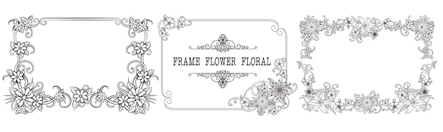 Set of Decorative vintage floral frames and borders set