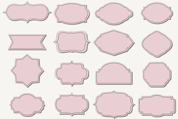 Set of decorative vintage frame labels and badge shape set of different ornamental labels isolated