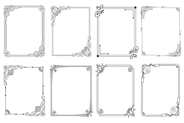 Set of Decorative vintage frames and borders floral ornamental frame Calligraphic frame