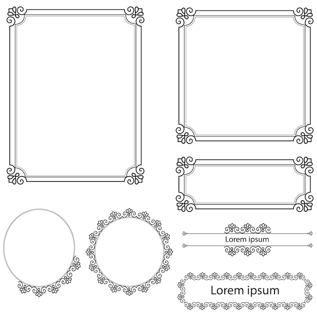 Vettore set di cornici vintage decorative e bordi cornice ornamentale floreale cornice calligrafica