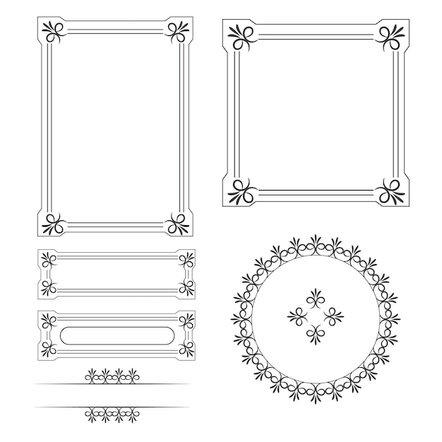 Set of Decorative vintage frames and borders floral ornamental frame