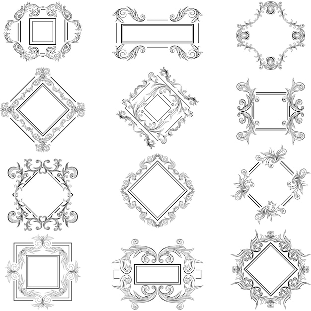 Vector set of decorative vintage frames and borders set vector design floral ornament