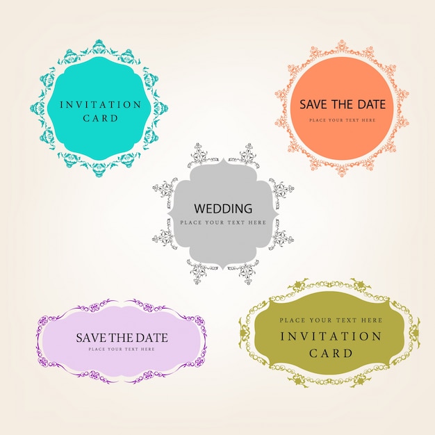 set of decorative wedding invitation frame collection