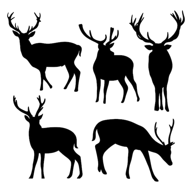 Vector set of deer silhouette vector