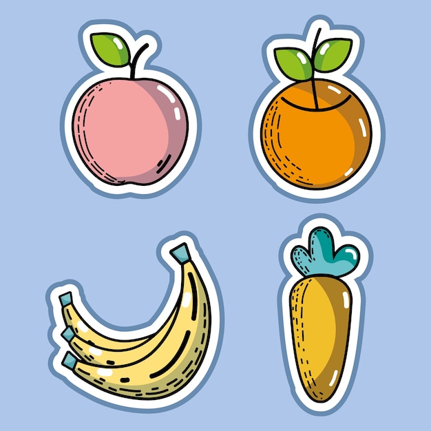 Набор вкусных фруктов и овощей органов