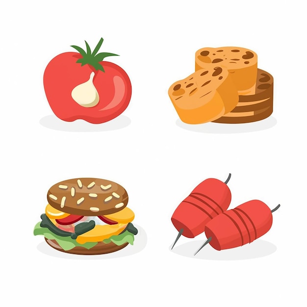 Set Delicious Summer Fruits and Vegetables icon