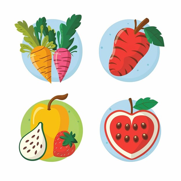 Set Delicious Summer Fruits and Vegetables icon