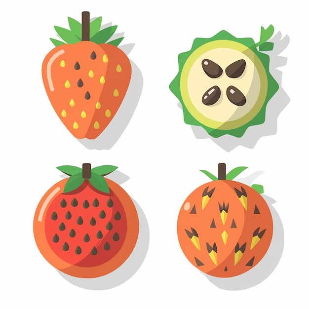 Set Delicious Summer Fruits and Vegetables icon