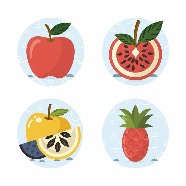 Vector set delicious summer fruits and vegetables icon