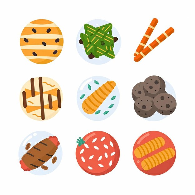 Vector set delicious summer fruits and vegetables icon