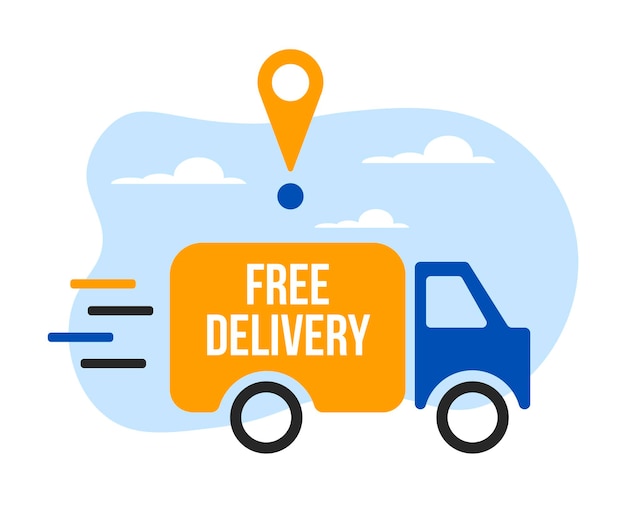Vettore set di icone di consegna consegna veloce consegna gratuita camion di consegna a domicilio set di illustrazioni vettoriali