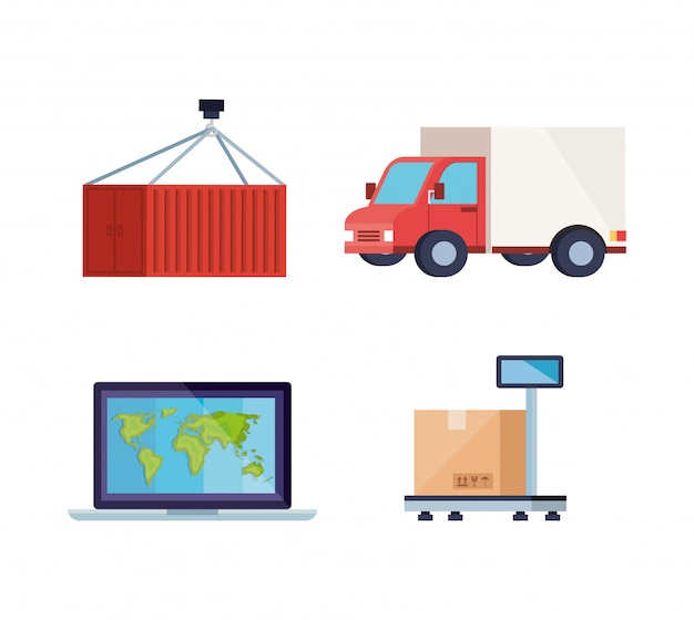 Set of delivery logistic service icons