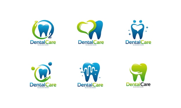 set of dental care logo, family dental logo template, dental clinic logo designs