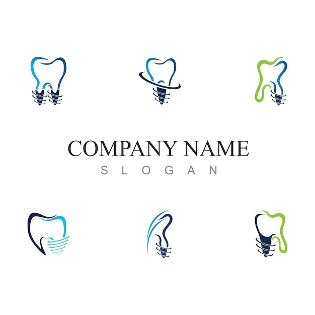 набор векторов концепции дизайна логотипа зубного имплантата