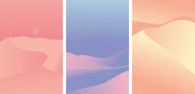 Vector set of desert landscape with popular gradient color.