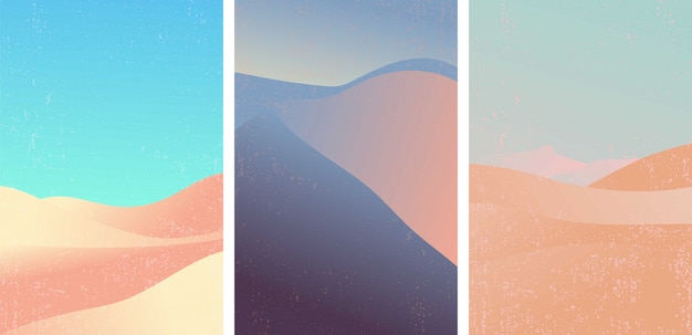 Vector set of desert pattern vector. landscape with popular gradient color.
