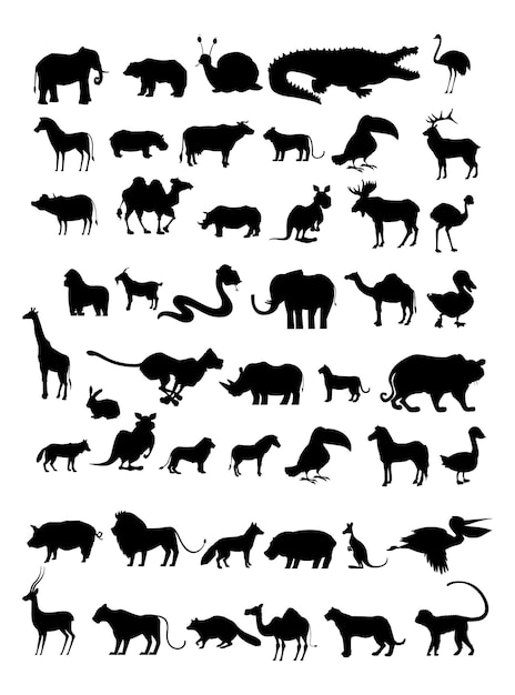 set of design animal silhouette templates