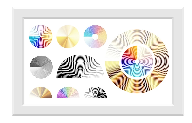 Vector set design element circle disk isolated bold vector colors black ring from thin to thick radar circle symbol monitor airplane