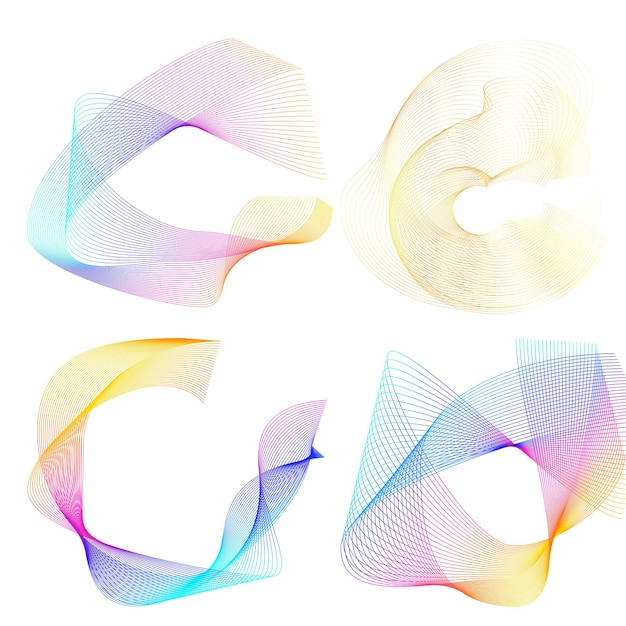 Set design element circle Isolated bold vector colors golden ring from Abstract glow wavy stripes of many glittering swirl created using Blend Tool Vector illustration EPS10 for your presentation